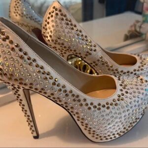Elegant Gold Studded Heels